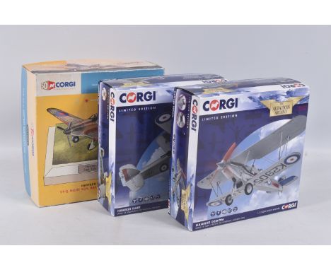 THREE BOXED LIMITED EDITION CORGI AVIATION ARCHIVE 1.72 SCALE MILITARY DIECAST MODEL AIRCRAFTS, to include a 50th Anniversary