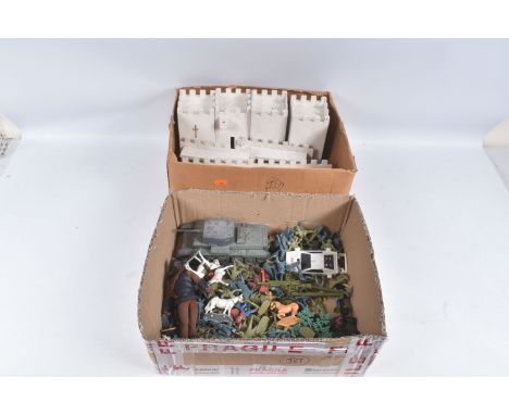 A QUANTITY OF UNBOXED AND ASSORTED PLASTIC FIGURES ETC., various Airfix, Timpo, Britains and other Soldier &amp; Native Ameri
