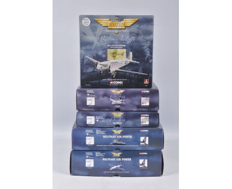 FIVE BOXED CORGI AVIATION ARCHIVE 1:1.44 SCALE FIRST ISSUE DIECAST MODEL MILITARY AIRCRAFTS, to include two of the Military A