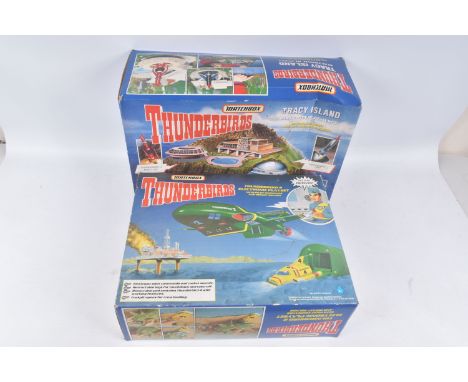 TWO BOXED 1993 MATCHBOX THUNDERBIRDS PLAYSETS, the first a Tracy Island Electronic Playset,  dust to model, one broken tree n