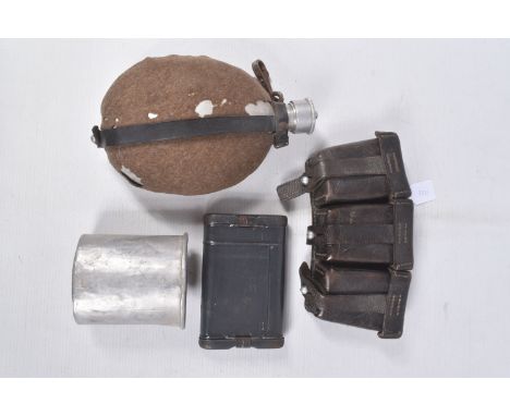 WW2 GERMAN 3RD REICH FIELD KIT ITEMS, to include Army(Heer) Water bottle with felt cover some mothing, cap marked M6/17/39 RZ