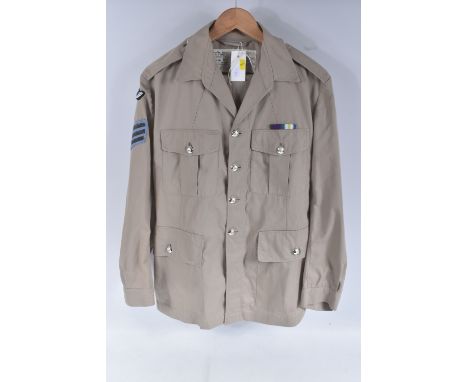 A COMPLETE No 6 LIGHTWEIGHT TROPICAL BRITISH UNIFORM, JACKET/TROUSERS, WHICH WAS WORN BY A SERVING MEMBER OF 22 SPECIAL AIR S