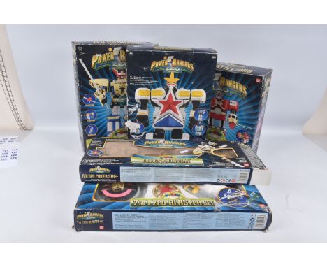 FIVE BOXED 1990S POWER RANGERS ZEO MODELS, the first a Golden Power staff, reference 2713, working but no instructions, the s