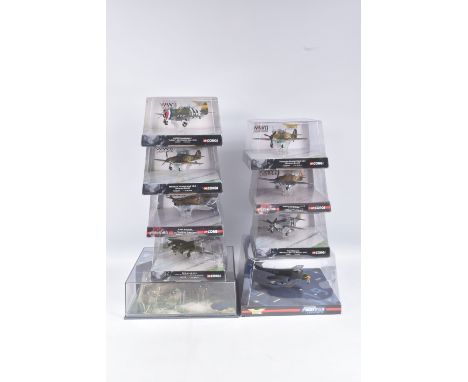 A COLLECTION OF  CORGI AVIATION ARCHIVE WWII LEGENDS DIECAST 1:72 SCALE MODELS, to include a P-4OF Warhawk no. AA35201, a P-4