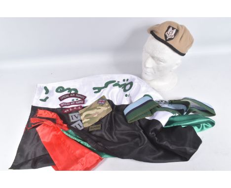 UK SPECIAL FORCES/SAS REGIMENT INTEREST, to include, large Palestinian flag, with Arabic lettering, uniform  shoulder arm pat