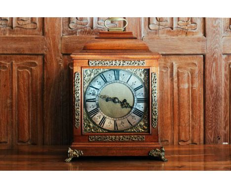 A George III style mahogany mantel clock, with movement by Samuel Stone, London, eight-day striking movement, 47 cm high.Prov