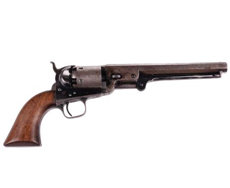 A London-made and war department-issued Colt 1851 Navy pattern single action .36 calibre percussion revolver, serial number. 