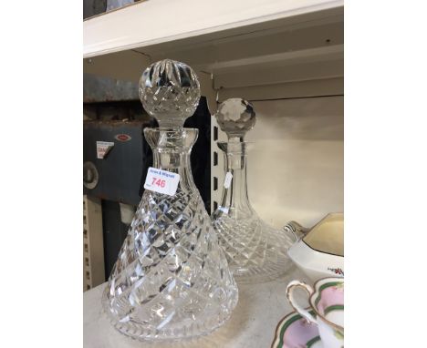 TWO WATERFORD GLASS DECANTERS, 26CM M4MINOR CHIP TO RIM OF ONE DECANTER (SMOOTHED OUT)