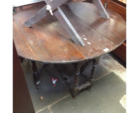 AN 18TH CENTURY OAK GATE LEG TABLE MAX LENGTH 113CM H71CM D100CM