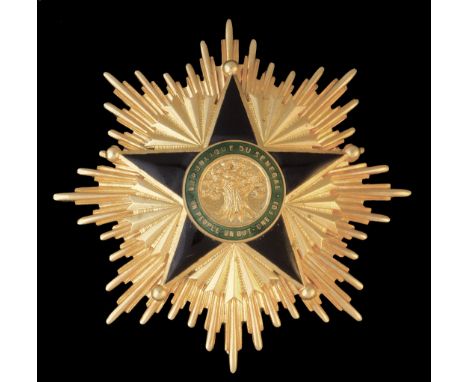 *Senegal, Order of Merit, Grand Cross set of insignia, by Arthus Bertrand Paris, comprising sash badge, width 57mm and breast