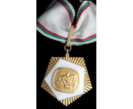 *Bulgarian People’s Republic, Order of the Madarski Horseman, Civil Division, First class neck badge, in silver-gilt and whit