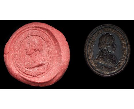 *An Unmounted Portrait Intaglio Seal of Nelson with motto, c. 1805-15, in purple-coloured glass, with a uniformed bust of Nel