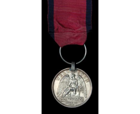 *Waterloo, 1815 (Jeremiah Donovan, 32nd Regiment Foot.), original steel clip and split ring suspension, surface scratches beh