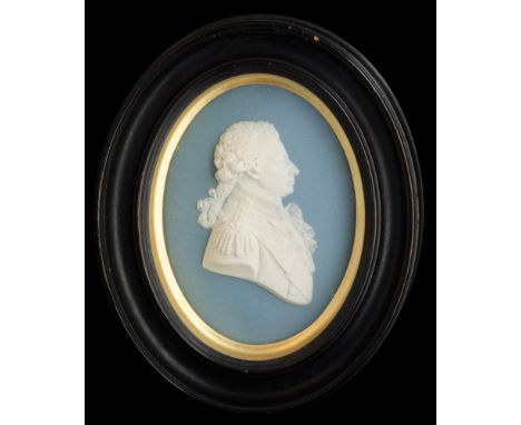 *A Blue Jasperware Portrait Plaque of Admiral Sir John Jervis, 1st Earl St Vincent, by Wedgwood, modelled by Jan De Vaere, in