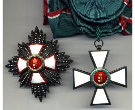Hungarian Republic, Order of Merit, Grand Cross insignia, comprising Civil Division sash badge, in silver-gilt and enamels, w