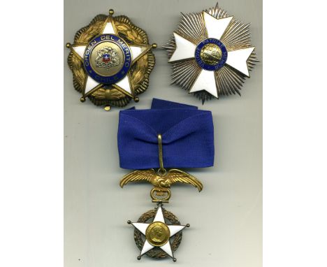 Brazil, Order of Rio Branco, breast star, by C.H Stern, Rio, in silver, with gilt and enamelled centre, 73.5mm; Chile, Order 
