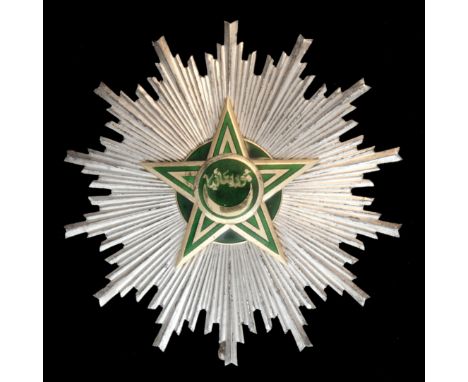 *Mauritania, Order of National Merit, Grand Cross set of insignia, comprising sash badge in silver-gilt and green enamel, wid