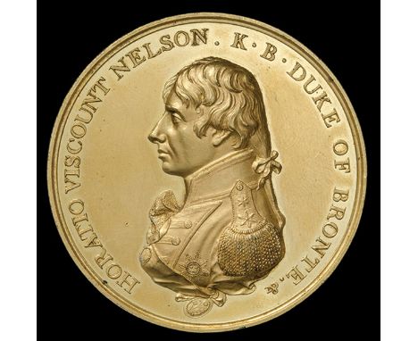 *Boulton’s Medal for the Battle of Trafalgar, 1805, early Soho specimen in copper-gilt, by C.H. Küchler, similar, edge impres