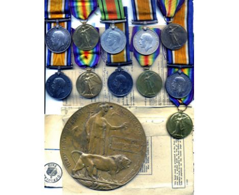 British War and Victory Medal Pairs (4- 52512 Pte. R. De.Gruchy. Glouc. R / 116294 Cpl. E.J. Hicks R.A. / G-26321 Pte. R.H. P