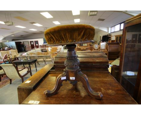 Victorian Piano Stool with beadwork seat depicting spider &amp; web