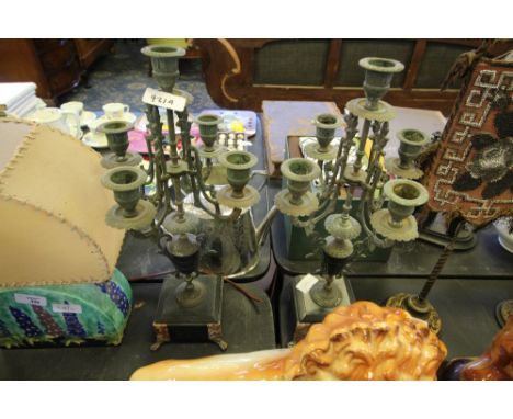 Pair of French Mantelpiece 5 branch Candelabras