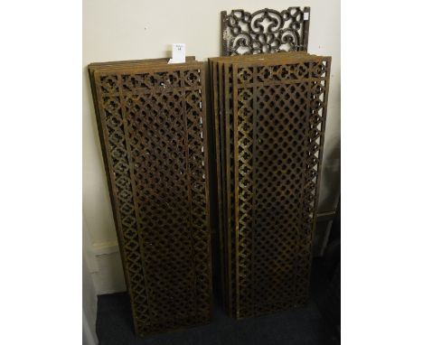 A collection of twelve Victorian cast iron rectangular pieced grates possibly from a church/institution, 115cm x 34cm and one