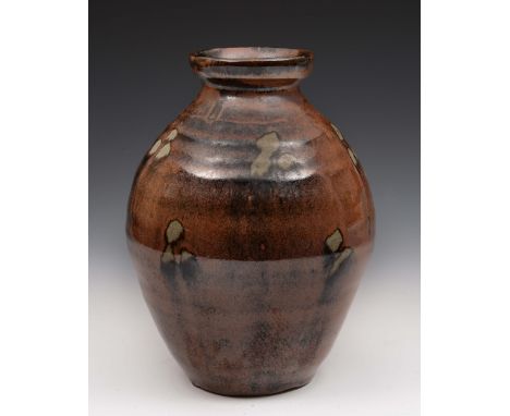 Mike Dodd (British, b.1943) Vase, tenmoku and of baluster form, Impressed potter's seal, 23cm high