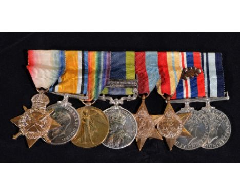 Campaign Medals A group of eight First and Second World War medals to Captain J. H Skyes,  1914-15 Star, British War Medal 19