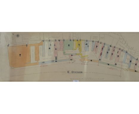 Early 20th Century Map of Liverpool Docks circa 1910, possibly showing water points for the fire brigade, printed in colour o