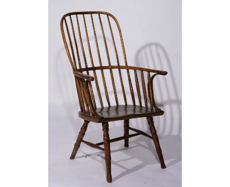 A 19th Century elm stick back Windsor armchair