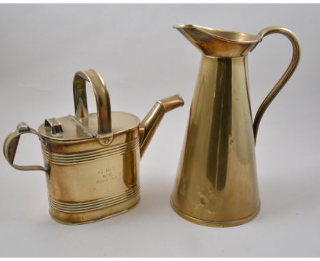 Candlestick telephone, a German telephone, brass watering can, copper coal scuttle and other metalwares.