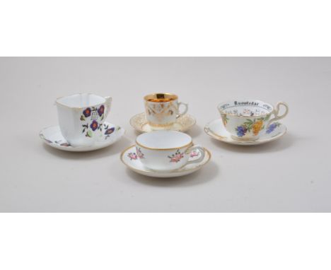 Stevenson & Hancock Derby cup and saucer, decorated with rose sprigs, and other cups and saucers, (8).