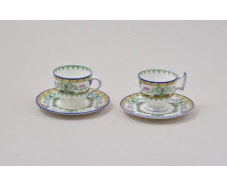 Part set of seven Royal Doulton coffee cups and saucers, Chinese pattern.