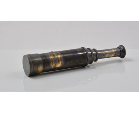 Reproduction brass and lacquered telescope, bears name Ottway & Co., Limited, 16cm closed and a reproduction Chinese red lacq