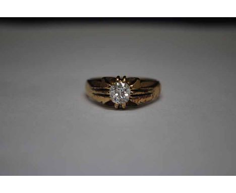 An 18ct gold and diamond Solitaire Ring, the single brilliant cut circular stone approximately 6.45mm diameter in a 10 claw s