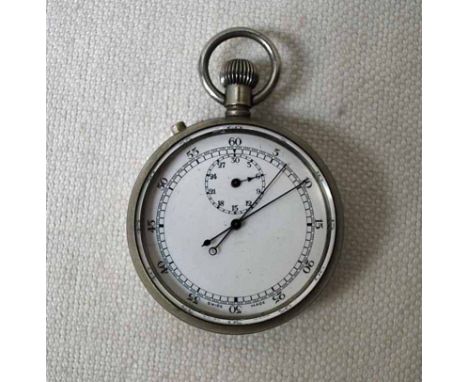 An early 20th century Military Split Seconds Timer, silver plated case, white dial with sixty seconds track, subsidiary 30 mi