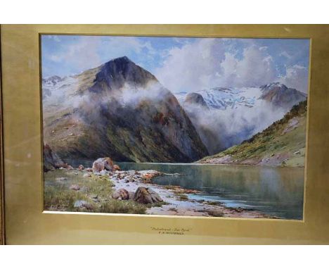 Fred R Fitzgerald, Balestrand-Ese Fjord, signed watercolour and another by the same hand Malaups Fjeld-Hjorunds Fjord, a pair