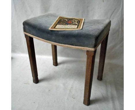 A 1953 Elizabeth II limed oak Coronation Stool with coronation programme, 46cm by 31.5cm by 48cm 
