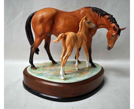 A Royal Worcester porcelain Equestrian Group, Prince's Grace and Foal, modelled by Doris Lidner, number 290, black backstamp 