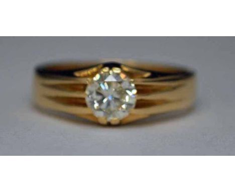 An 18ct gold Diamond Solitaire ring, the round brilliant cut stone weighing approximately 1 carat, ring size T, 8.4g total we