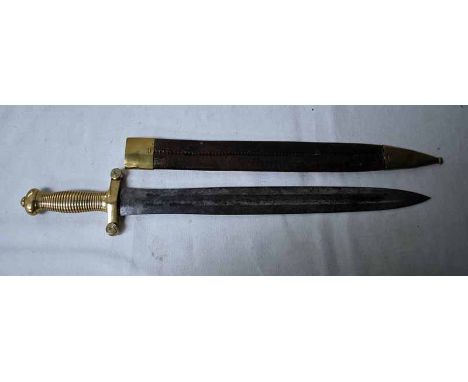 An early 19th century French Foot Soldiers Gladius Sword, 1831 pattern, ribbed brass hilt, cross guard with roundel terminals