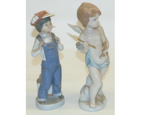 Lladro porcelain figure #6596 Cupid's Arrow, H24cm, and #4898 Boy from Madrid, H22cm (2) 