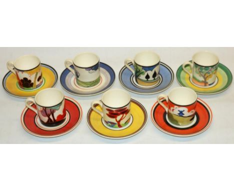 Wedgwood Clarice Cliff Centenary coffee cups and saucers (7) 