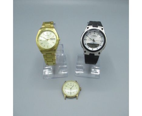 Casio Telememo 30 Illuminator Annie Digi quartz wristwatch, world time 3 alarm and countdown timer, Pulsar gold plated automa