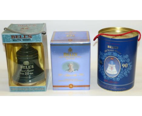 Two Bell's Old Scotch Whisky Royal Decanter 70cl, 90th birthday of Her Majesty Queen Elizabeth the Queen Mother 4th August 19