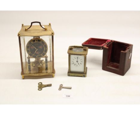 C19th French lacquered brass carriage clock timepiece visible cylinder escapement with white enamel dial complete with origin