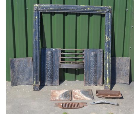 C19th cast iron fire surround with hob grate 