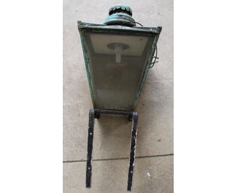 The Amanda Barrie Collection - Victorian street lamp, converted to electric, approx. 51cm x 43cm, with 4 complete glass panel