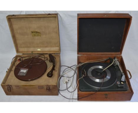 Vintage Play-A-Gram Model A record player with spare gramophone needles and a Garrard AT60 Manual record player 