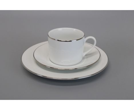 Collection of Royal Worcester Classic Platinum tableware incl approx eighteen each of 27cm plates , 21cm plates, bowls, cups 